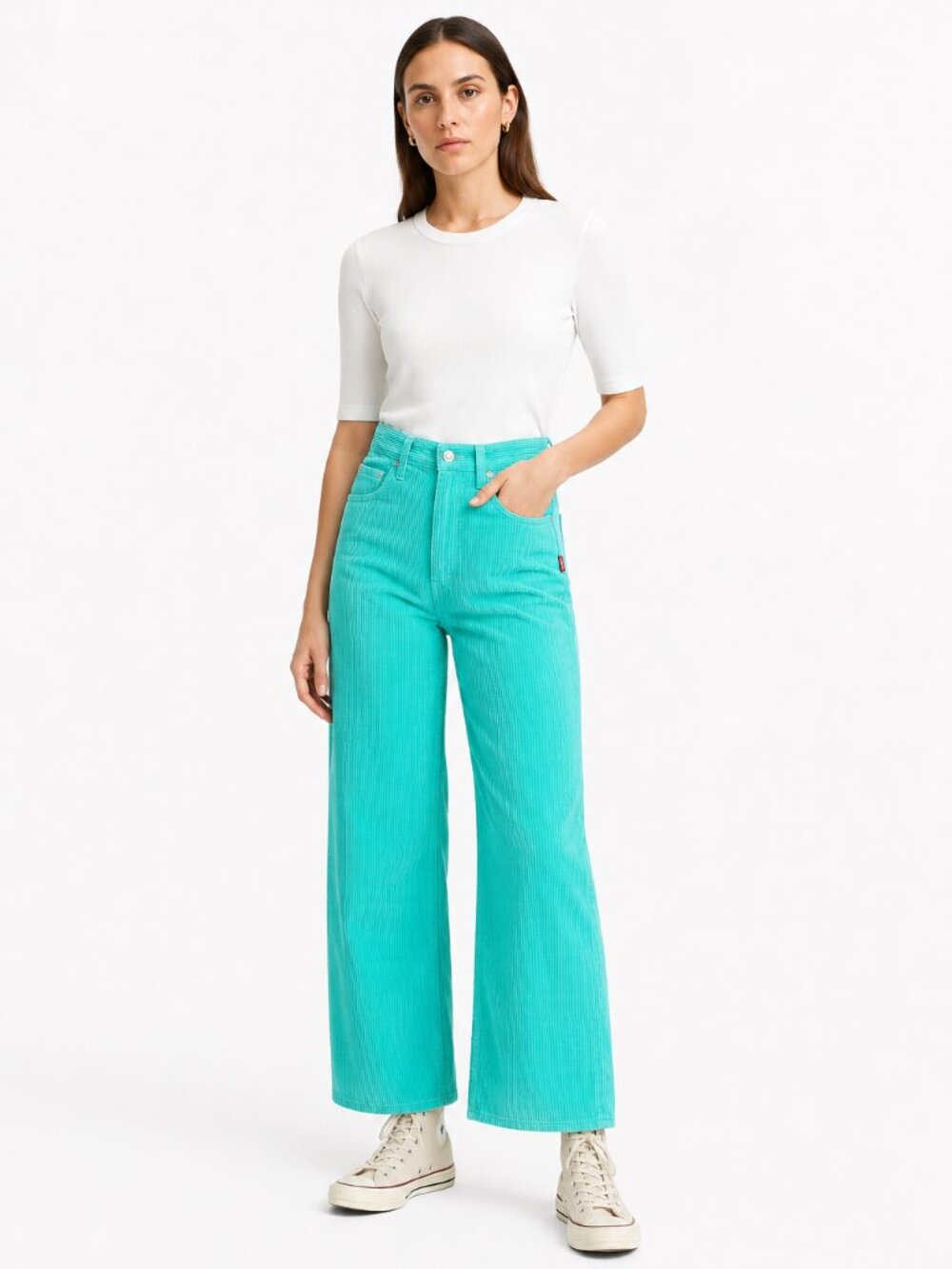 NWT LEVI'S RIBCAGE STRAIGHT ANKLE PANTS IN ELECTRIC GREEN - 27